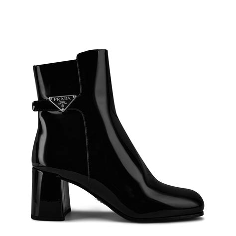 prada tronchetti ankle boot logo black|Black Brushed Leather Ankle Boots .